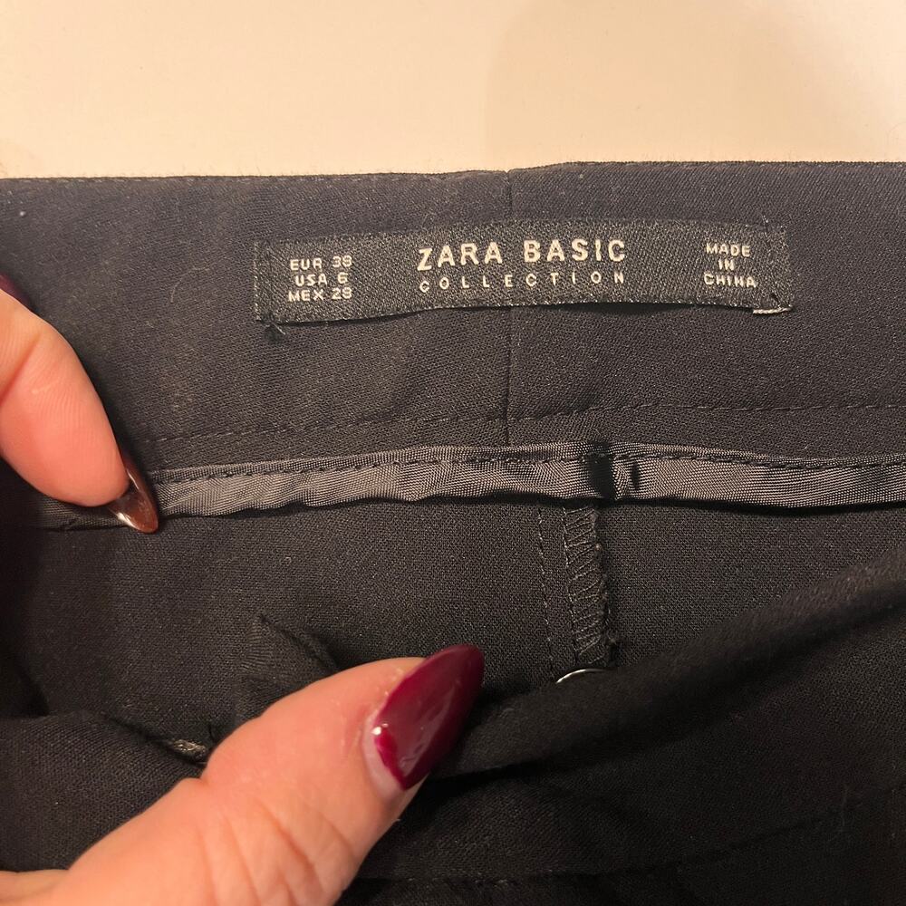 Zara Basic Collection Black High Rise Flat Front … - image 5